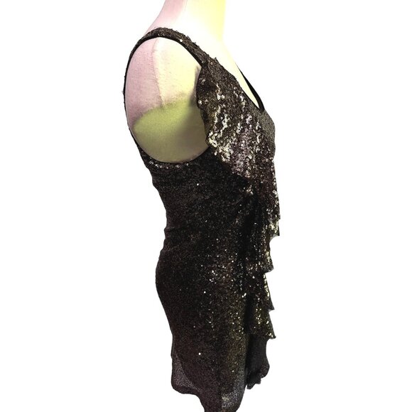 Anna Grace Bronze Sequined Dress Sz Small Womens Sleeveless Mini - Picture 12 of 12